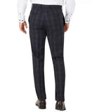Tallia Mens Slim-Fit Navy Plaid Wool Dress Pants, Size 34X30