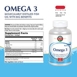 KAL Omega 3 | Omega-3 Fish Oil for Healthy Heart, Joint & Brain Support | 180mg EPA, 120mg DHA (60 CT, 120 Serv)   84006