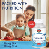 KAL Omega 3 | Omega-3 Fish Oil for Healthy Heart, Joint & Brain Support | 180mg EPA, 120mg DHA (60 CT, 120 Serv)   84006