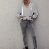 Kangaroo Pocket Striped Drawstring Hoodie
