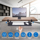 Keyboard Mouse Tray Under Desk Retractable Slide Out Drawer with C Clamp