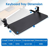 Keyboard Mouse Tray Under Desk Retractable Slide Out Drawer with C Clamp