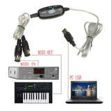 Keyboard to PC Adapter USB In-Out MIDI Interface Music Recording Converter