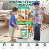 Kids Kitchen Play Set Interactive Pretend Kitchen Toys Cookware