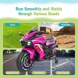 Kids Powered Ride-ons Toy, Kids Motorcycle for 3-6 Years, 12V Electric Ride on Motorcycle with Light Wheel & Bluetooth Music-Pink