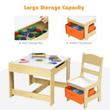 Kids Table Chairs Set With Storage Boxes Blackboard Whiteboard Drawing