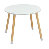Kids Wood Table and Chairs Set, Toddler Play Table with 2 Chairs, 3 Pieces Children Multi-Activity Round Table for Play Art Craft Reading Learing Eating, White