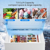 Kismile 7.0/3.5 Cubic Feet Chest Freezer with Removable Basket Free Standing