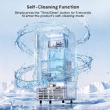 Kismile Commercial Built-in Ice Maker Machine,80Lbs/Day,Under Counter Ice Cube Maker with 24H Timer,Reversible Door,Built-in Freestanding Ice Maker for Home & Office(Silver)