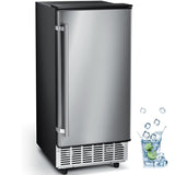 Kismile Commercial Built-in Ice Maker Machine,80Lbs/Day,Under Counter Ice Cube Maker with 24H Timer,Reversible Door,Built-in Freestanding Ice Maker for Home & Office(Silver)