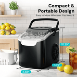 Kismile Ice Makers Countertop with Handle,8 Cubes in 6 Mins,Portable Ice Machine with Self-Cleaning for Home 58012RIM0