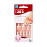Kiss Everlasting French Nail Manicure, Chip-Free with Flexi-Fit Technology, Real Short, "Endless", Nail Kit with Pink Nail Glue (Net Wt. 2 g / 0.07oz.), Mini File, Manicure Stick, and 28 Fake Nails