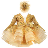 KLFFLGID Baby Girl Pageant Dress Sequins Embroidered Lace Toddler Flower Wedding Birthday Party Gown Dresses