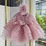 KLFFLGID Baby Girl Pageant Dress Sequins Embroidered Lace Toddler Flower Wedding Birthday Party Gown Dresses