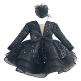 KLFFLGID Baby Girl Pageant Dress Sequins Embroidered Lace Toddler Flower Wedding Birthday Party Gown Dresses