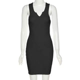 Kliou Cotton Sleeveless V-Neck Ladies Dress