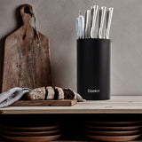 Knife Block Holder, Universal Knife Block without Knives, Unique Double-Layer Wavy Design, Round Black Knife Holder for Kitchen, Space Saver Knife Storage with Scissors Slot Amazon Platform Banned