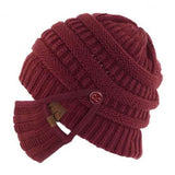 Knit Beanie with Matching Hook-On Mask