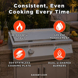 KoKoMo Grills 30-Inch Professional 36K BTU Griddle Outdoor Kitchen Flat Grill With Illuminated Control Knobs (SAK28914)