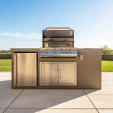 KoKoMo Grills 7FT Straight BBQ Island With Built-In BBQ And Refrigerator [Made-To-Order] (SAK46187)