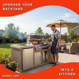 KoKoMo Grills 7FT Straight BBQ Island With Built-In BBQ And Refrigerator [Made-To-Order] (SAK46187)