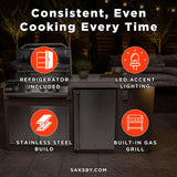 KoKoMo Grills St.John 7FT BBQ Island With LEDs, Built-In BBQ And Refrigerator [Made-To-Order] (SAK91568)
