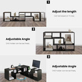 L Shape TV Console Stand Bookcase Storage Rack