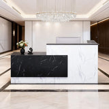 Velmor L-Shaped Modern Black And White Reception Desk With Lockable Drawers (SAK50729)