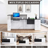Velmor L-Shaped Modern Black And White Reception Desk With Lockable Drawers (SAK50729)