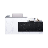 Velmor L-Shaped Modern Black And White Reception Desk With Lockable Drawers (SAK50729)