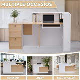 Velmor L-Shaped Modern Brown And White Reception Desk With Lockable Drawers (SAK26491)