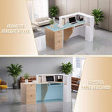 Velmor L-Shaped Modern Brown And White Reception Desk With Lockable Drawers (SAK26491)