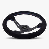 The Le Mans | Black Alcantara Suede | Black Spoke | Bavarian Stitch
