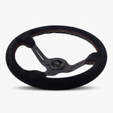 The Le Mans | Black Alcantara Suede | Black Spoke | Euro Stitch