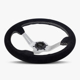 The Le Mans | Black Alcantara Suede | Silver Spoke | White Stitch
