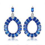 Lab-Created Teardrop Chandelier Earrings in Rhodium Plated