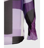 Calvin Klein Pleated-Sleeve Abstract-Print Top, Size Small