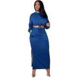 Ladies Crop Top and Split Long Skirt