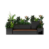 10FT Large Industrial Outdoor Flowerbox Bench With Metal Planter And Hardwood Seat [Made-To-Order] (SAK95620)