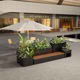 10FT Large Industrial Outdoor Flowerbox Bench With Metal Planter And Hardwood Seat [Made-To-Order] (SAK95620)