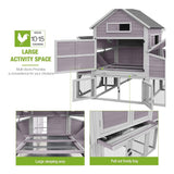 Large 137-Inch Wooden Chicken Coop With Run And 6 Nesting Boxes [10-15 Chickens] (SAK96430)