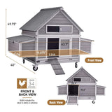 Large 63-Inch Movable Wooden Hen House With Wheels And Nesting Box (SAK50791)
