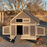 Large 63-Inch Movable Wooden Hen House With Wheels And Nesting Box (SAK50791)