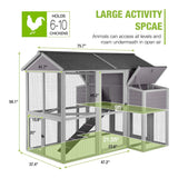 Large 76-Inch Outdoor Chicken Hen House With Sleeping Area And Run [6-10 Chickens] (SAK56431)
