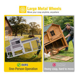 Large 83-Inch Mobile Chicken Coop With Wheels And Nesting Box [4-6 Chickens] (SAK81360)