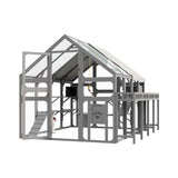 Large 94-Inch Outdoor Wooden Cat House With Planter & Walk-In Catio (SAK97531)