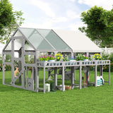 Large 94-Inch Outdoor Wooden Cat House With Planter & Walk-In Catio (SAK97531)