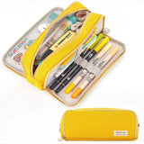 Large Capacity 3 Compartment Pouch Pencil Case