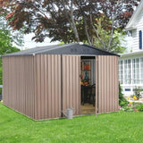 [08X10FT] Large Heavy Duty Outdoor Metal Garden Tools Storage Utility Shed W/ Lockable Door (SAK72751)