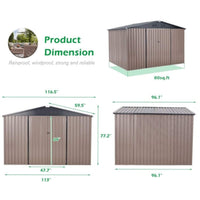 [08X10FT] Large Heavy Duty Outdoor Metal Garden Tools Storage Utility Shed W/ Lockable Door (SAK72751)